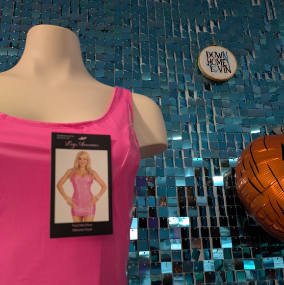 Pink PVC Mini Dress - Picture 3 of 5